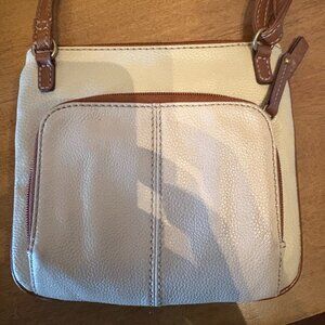 Preowned Tignanello Biege and Brown Crossbody bag.